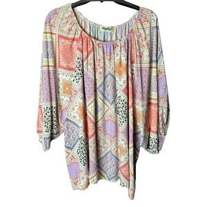 Haptics Lilac Patchwork Dolman Top 3X